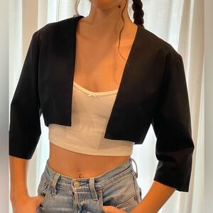 Vintage (80’s) Paule Ka cropped black epaulette jacket, size EU 38